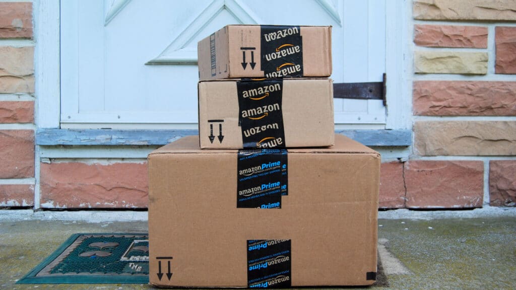 Amazon boxes on doorstep