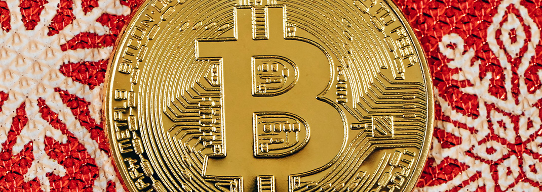 bitcoin on holiday background