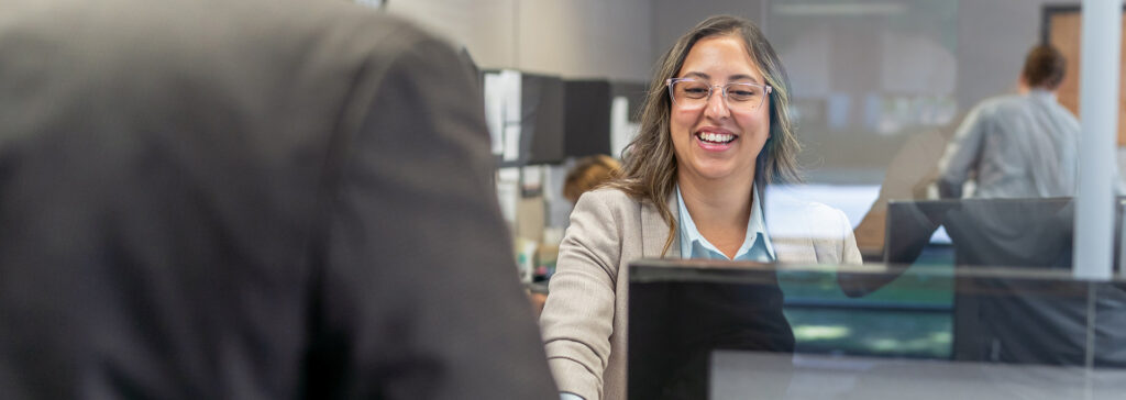 bank teller and customer