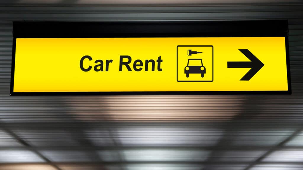 car rental sign in airport