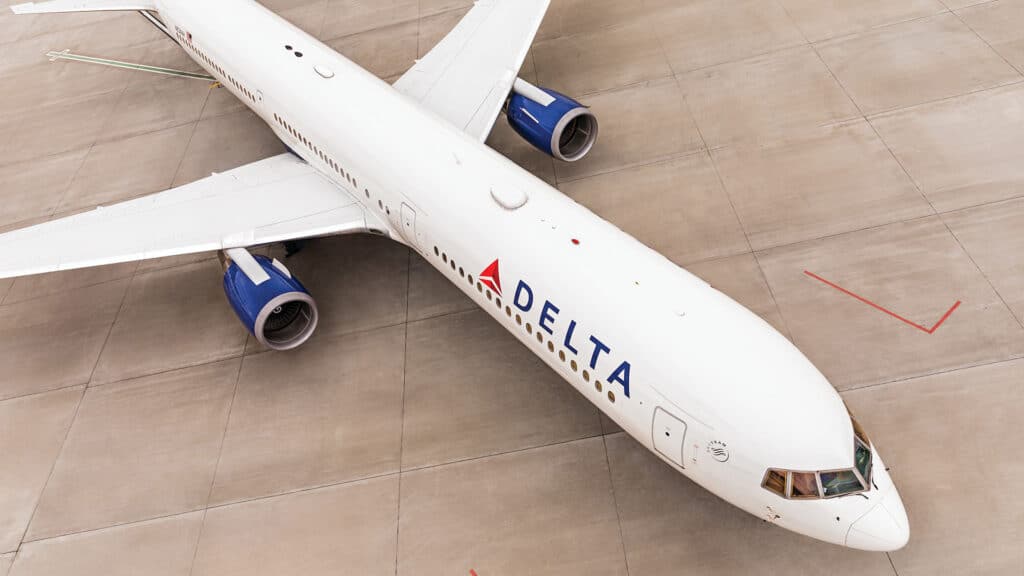 Delta plane in ground at airport