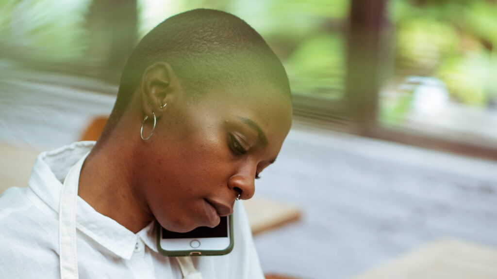 woman making call on cell phone