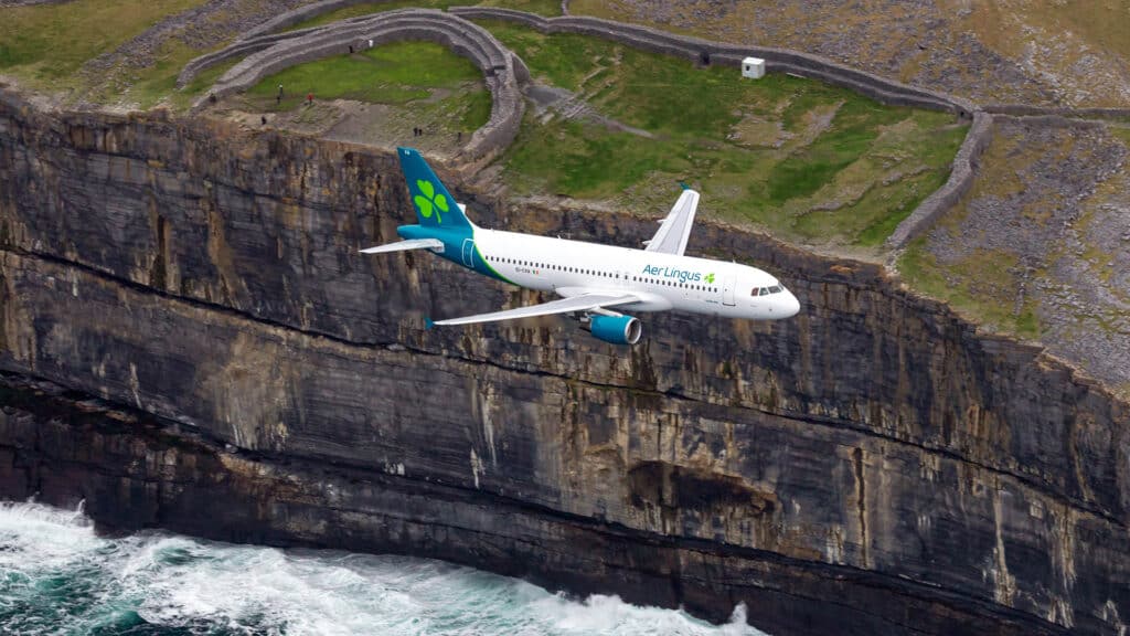 Aer Lingus over Ireland cliffs
