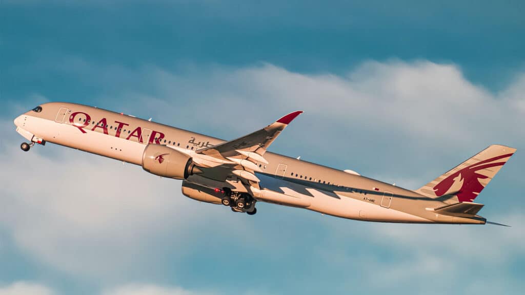 Qatar Airways in the sky