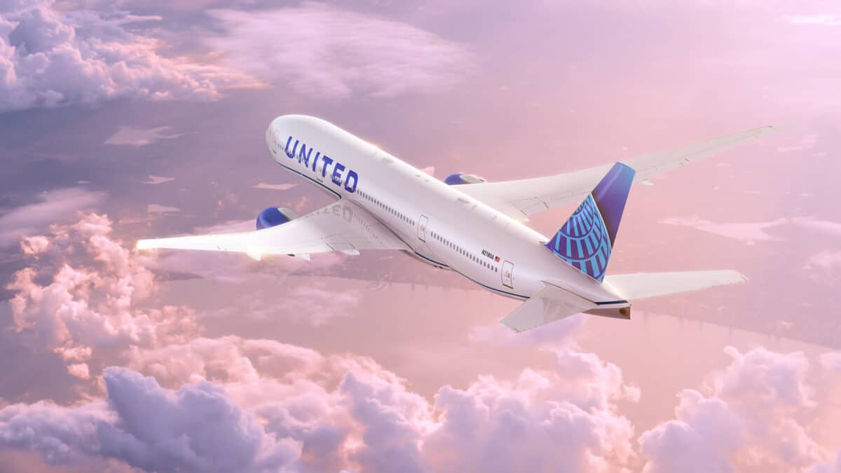 United plane in the sky