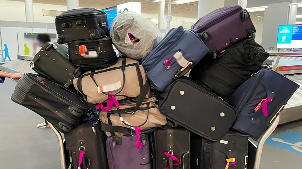 pile of luggage at airport