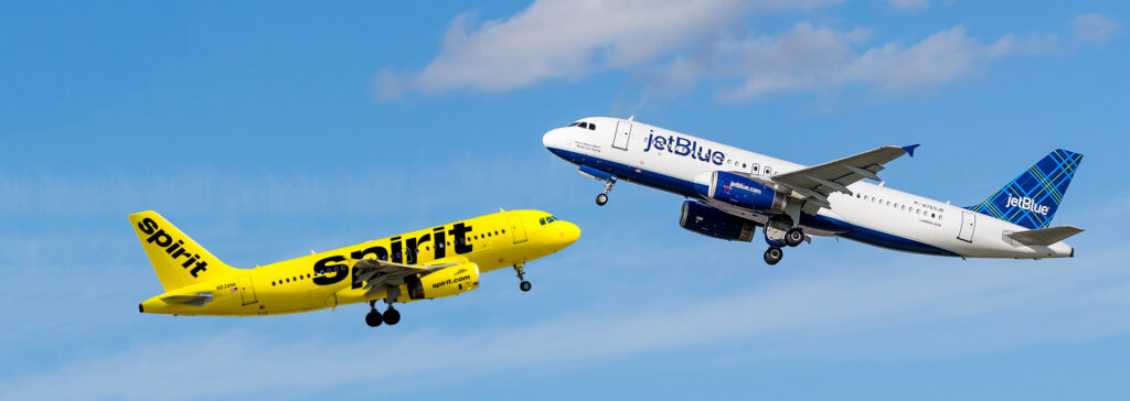 Spirit and JetBlue planes