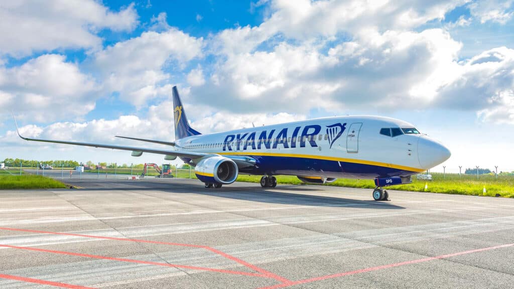 Ryanair plane on ground at airport