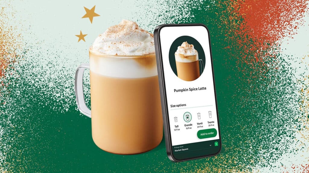 Pumpking spice latte on the app