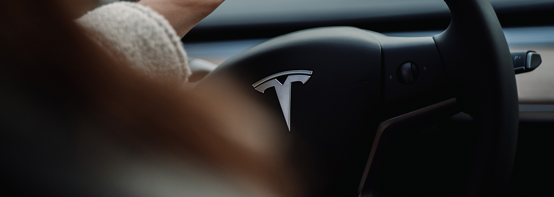 Tesla car steering wheel