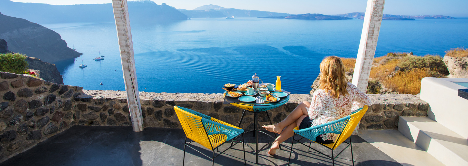 breakfast on vacation in Santorini