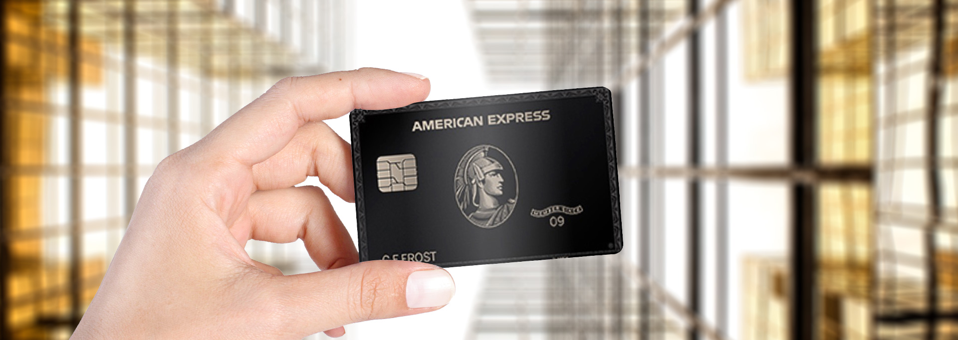 hand holding American Express centurion black card