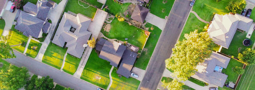 aerial view of neighborhood