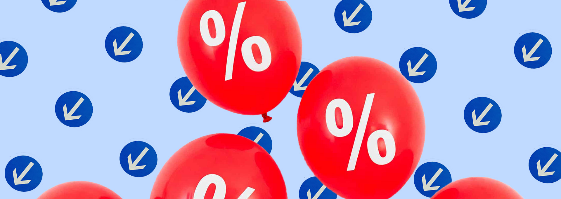 interest signs on balloons over arrow background
