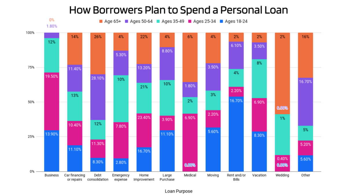 graph showing how people plan to spend a personal loan