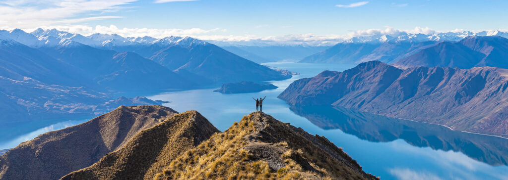 two people on a mountain in New Zealand