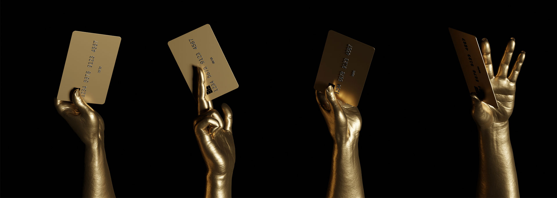 gold credit cards in gold hands
