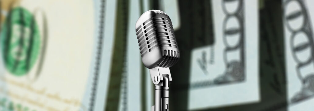 microphone over money pile