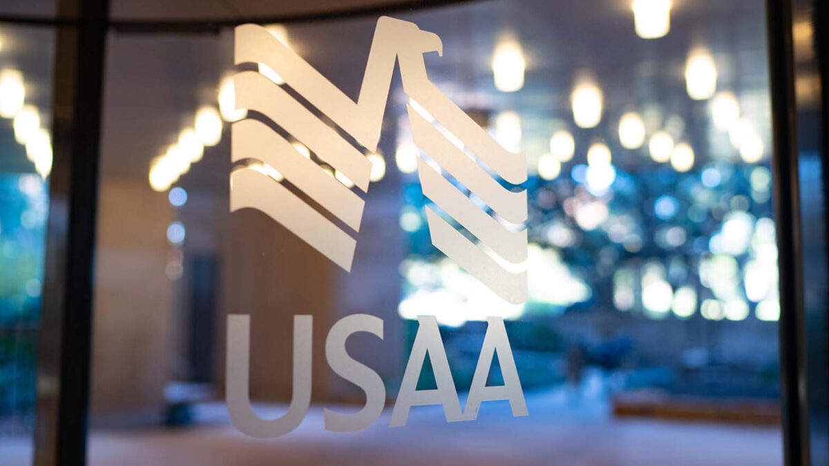 USAA logo on building