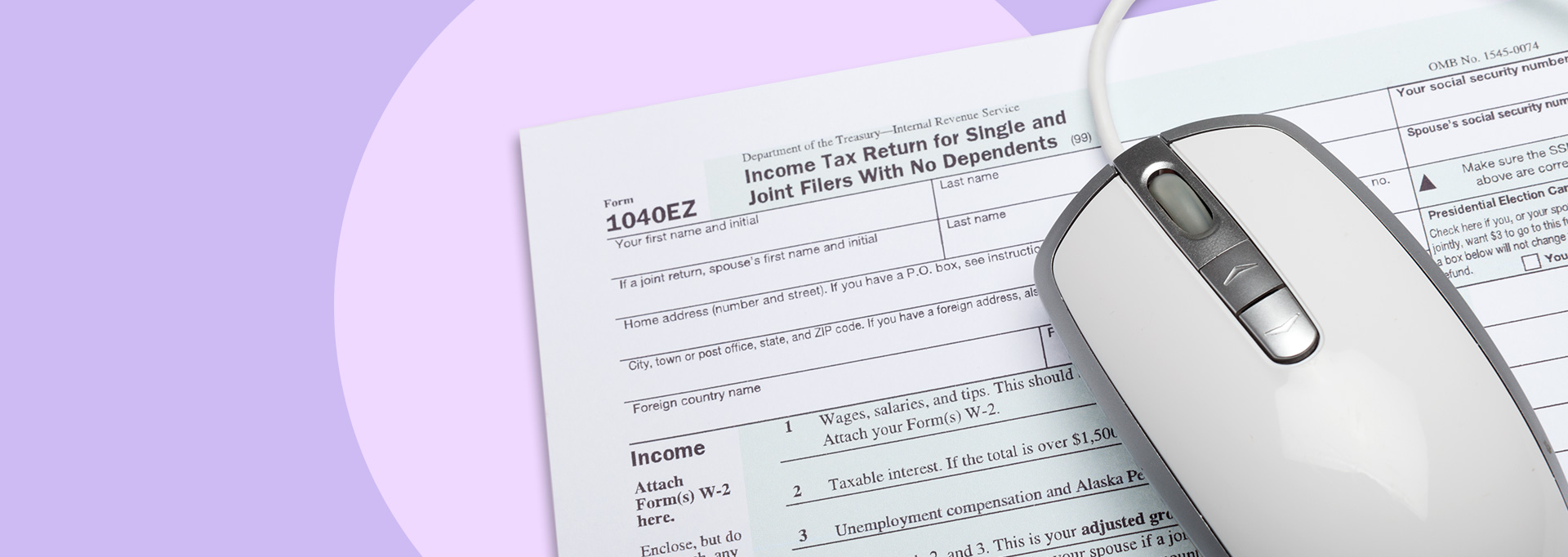tax form on purple background