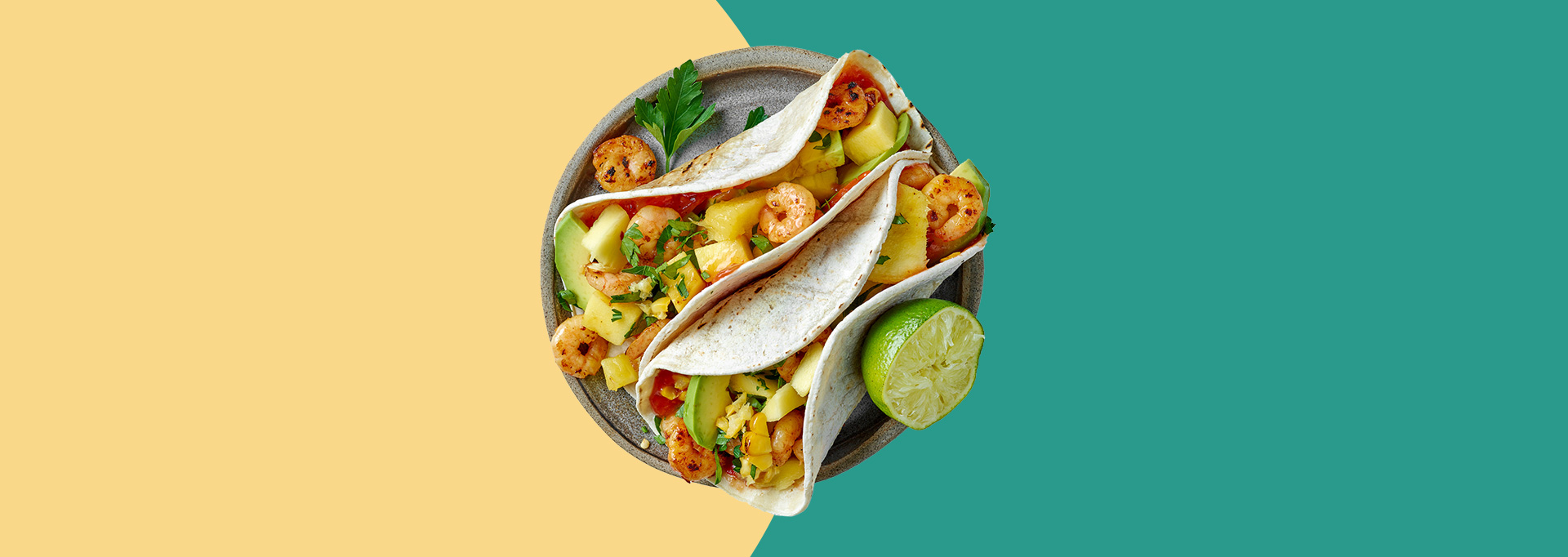 tacos on colorful background