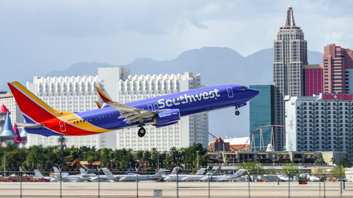 Southwest plane taking off in Las Vegas