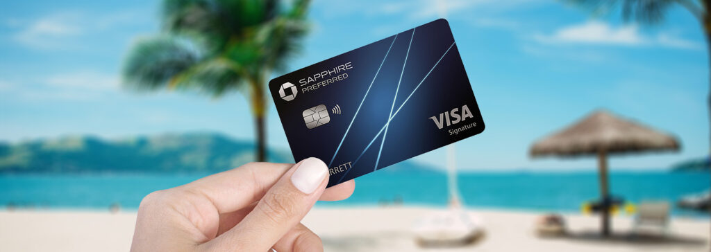 Chase Sapphire Preferred card on beach