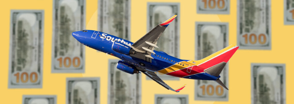 Southwest plane over money