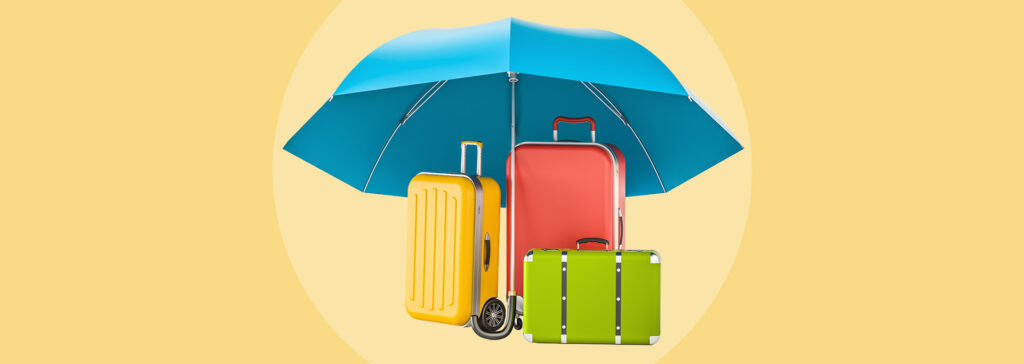 umbrella over suitcases
